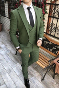 Costume 3 pièces homme – Coupe Slim Vert Élégant